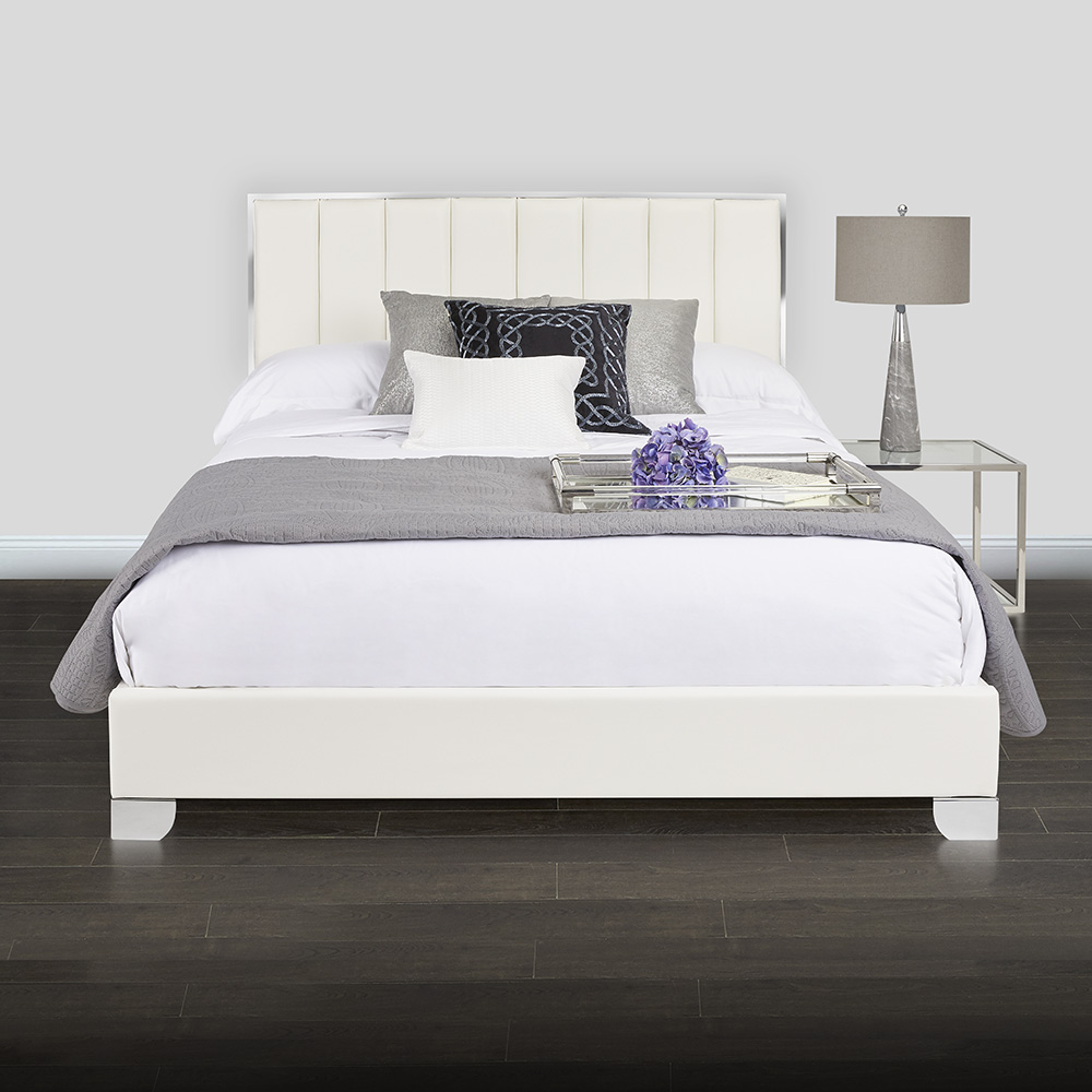 Uriel Bed: White leatherette
